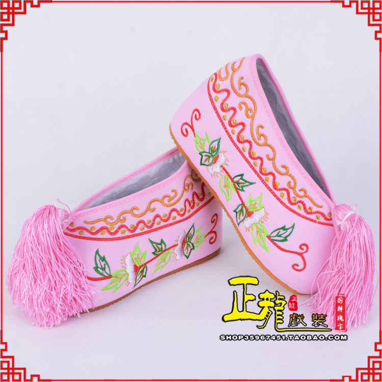 沅江花旦鞋女绣花彩鞋 舒适款草花内高彩鞋