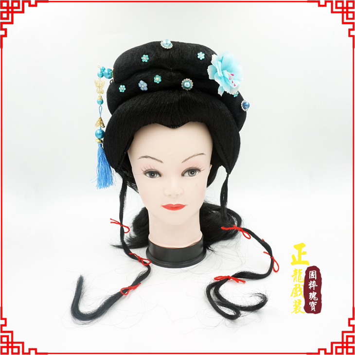 沅江戏剧服装京剧越剧小旦花旦丫鬟假发 小姐头套